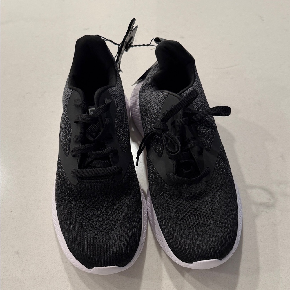 Athletic Works Black Knit Sneakers with White Sole size 10